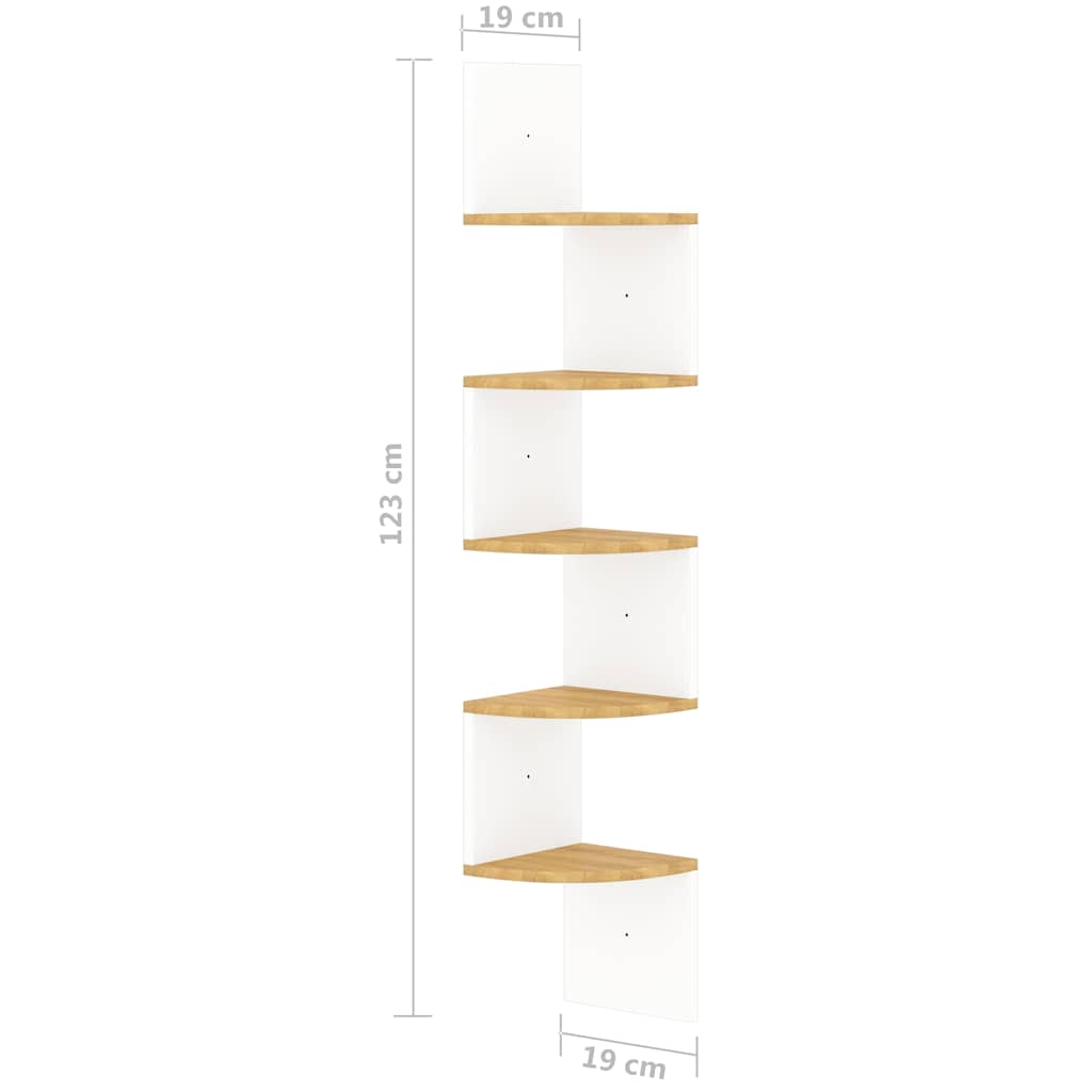 326836 vidaXL Wall Corner Shelf White and Sonoma Oak 19x19x123 cm Engineered Wood