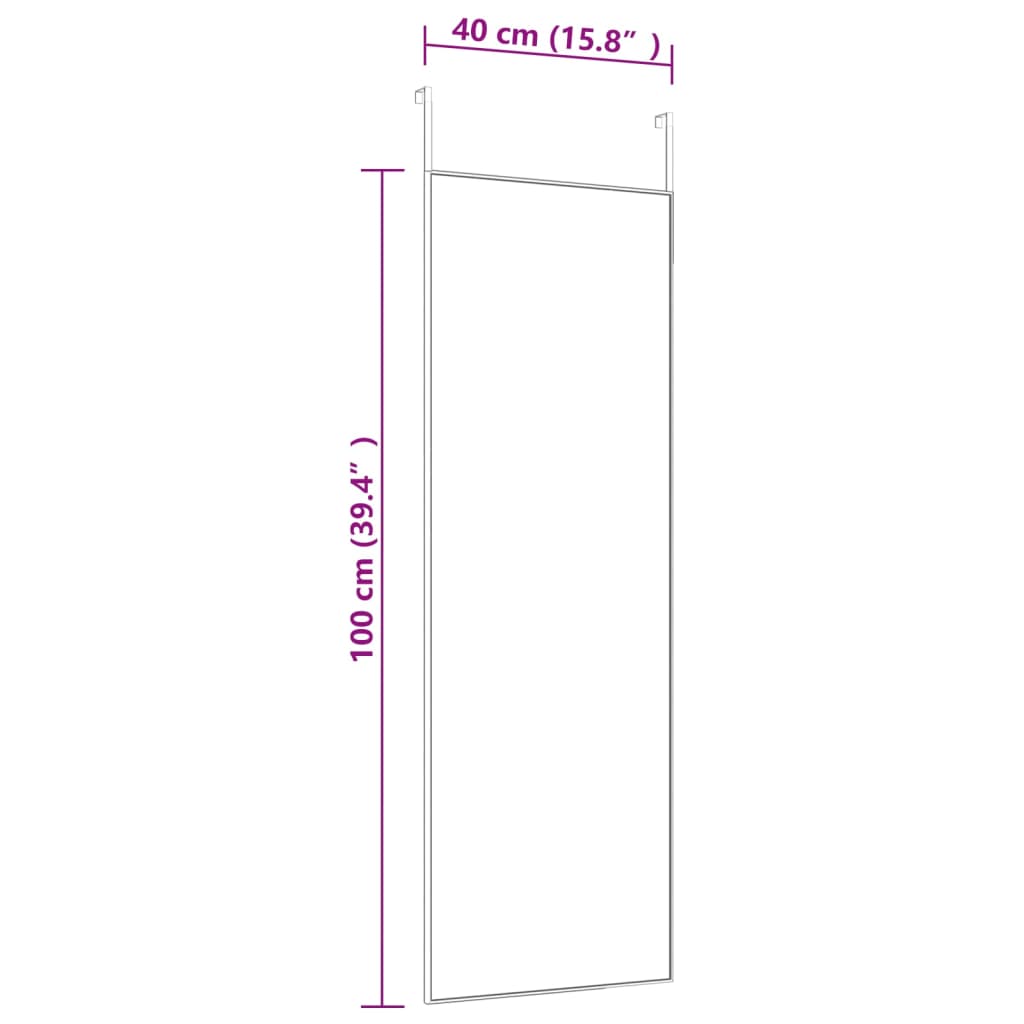 vidaXL Door Mirror Black 40x100 cm Glass and Aluminium