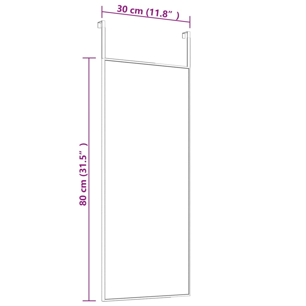 vidaXL Door Mirror Gold 30x80 cm Glass and Aluminium