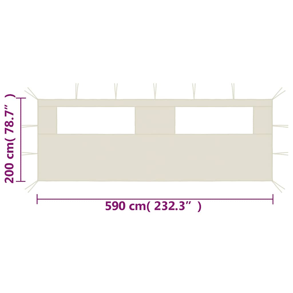 vidaXL Gazebo Sidewall with Windows 6x2 m Cream