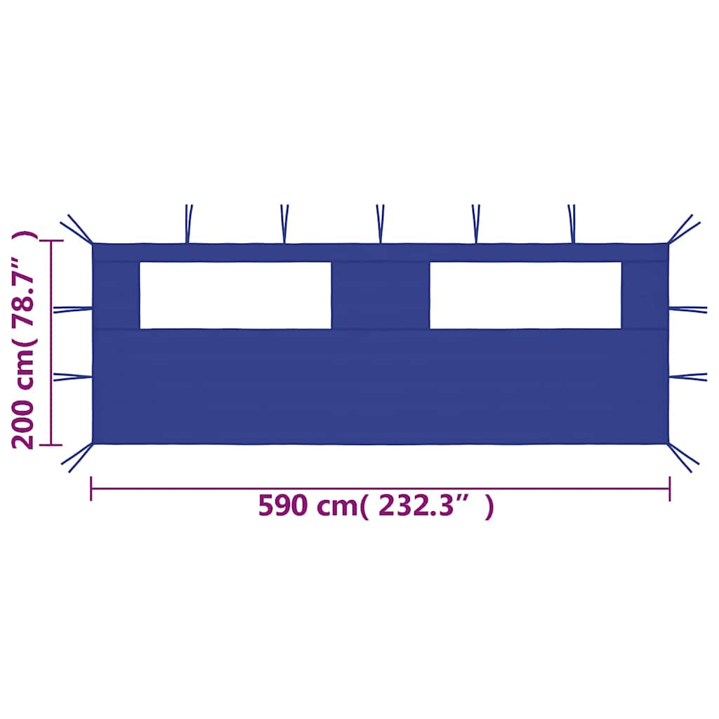 vidaXL Gazebo Sidewall with Windows 6x2 m Blue