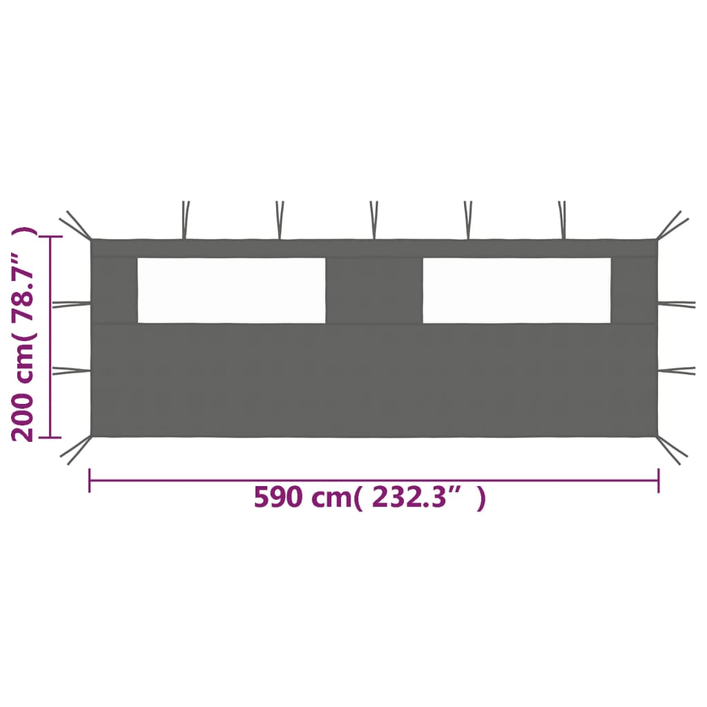 vidaXL Gazebo Sidewall with Windows 6x2 m Anthracite