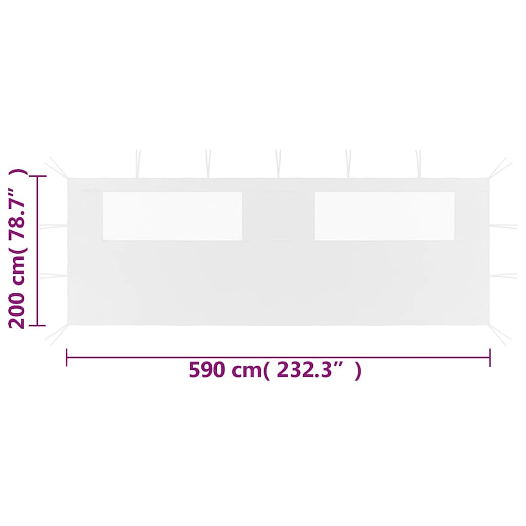 vidaXL Gazebo Sidewall with Windows 6x2 m White