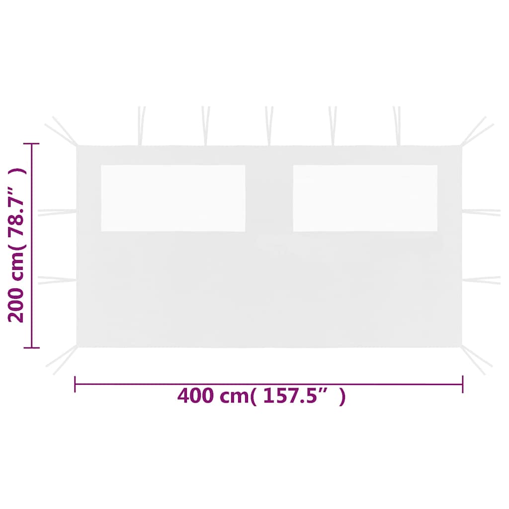 vidaXL Gazebo Sidewall with Windows 4x2 m White