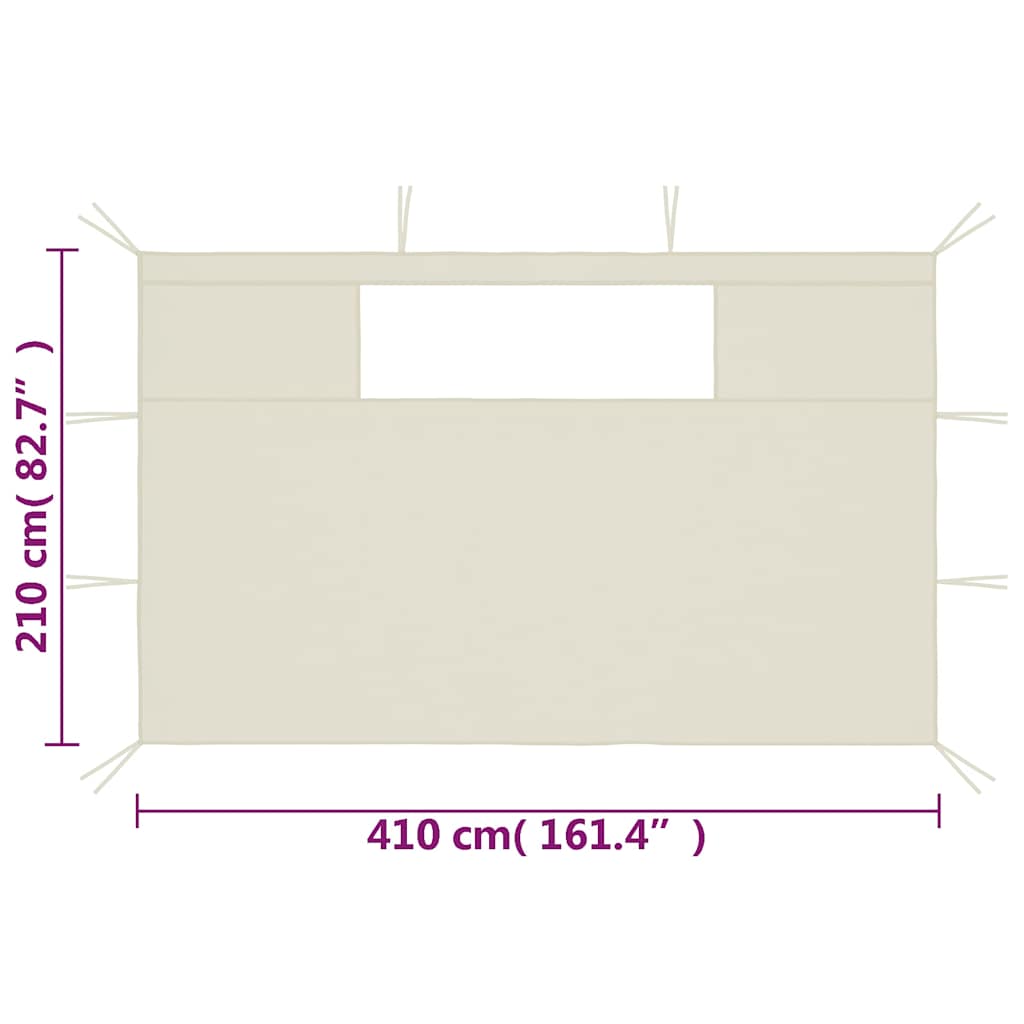 vidaXL Gazebo Sidewalls with Windows 2 pcs Cream