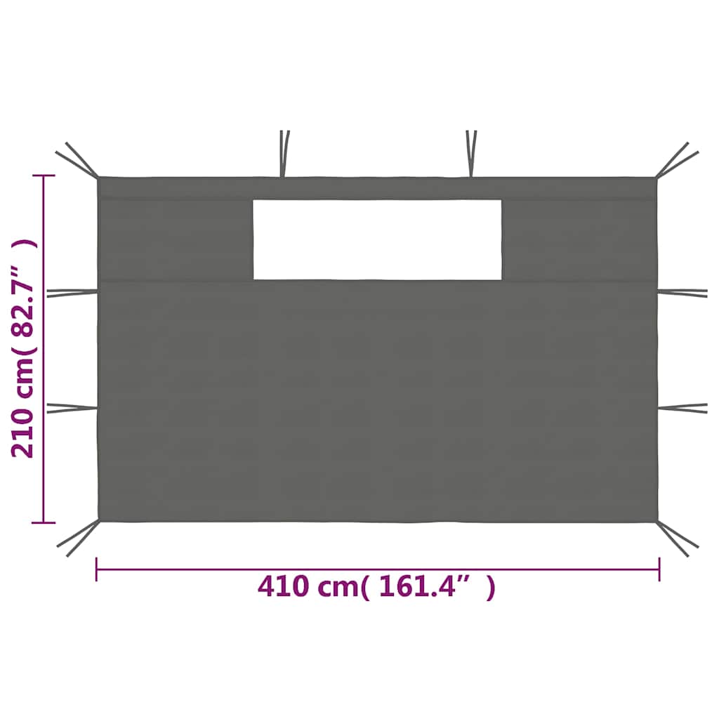 vidaXL Gazebo Sidewalls with Windows 2 pcs Anthracite