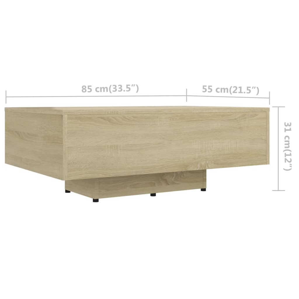 vidaXL Coffee Table Sonoma Oak 85x55x31 cm Engineered Wood