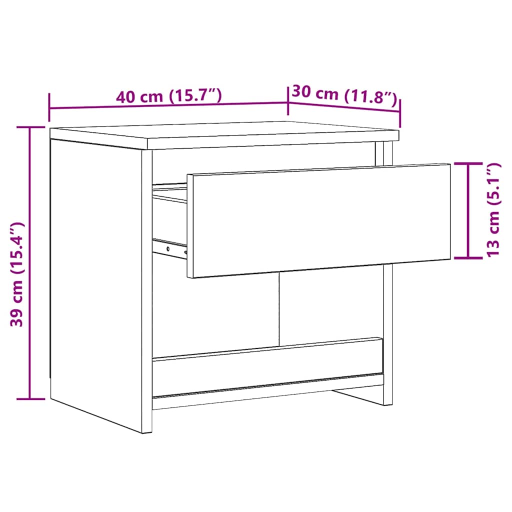 803449 vidaXL Bedside Cabinet Sonoma Oak 40x30x39 cm Engineered Wood