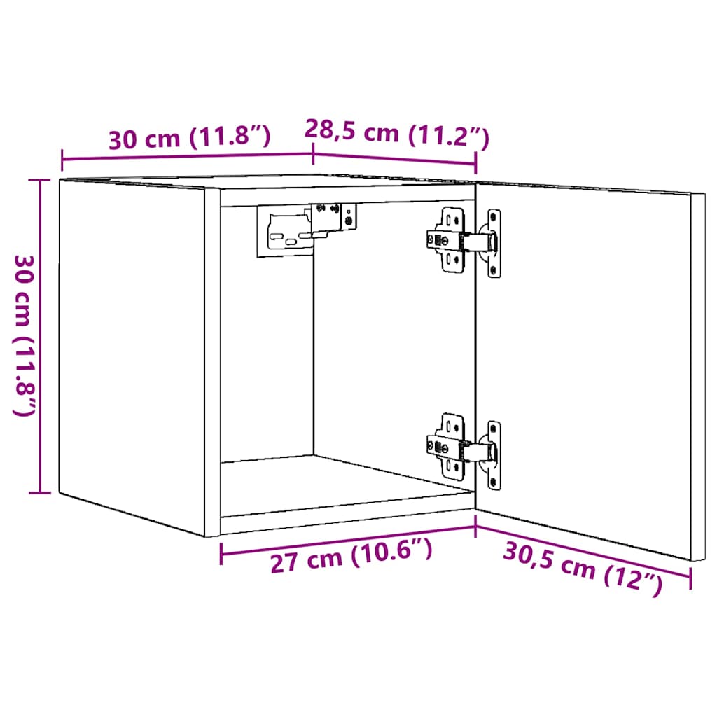 vidaXL Wall Mounted TV Cabinets 4 pcs Concrete Grey 30.5x30x30 cm