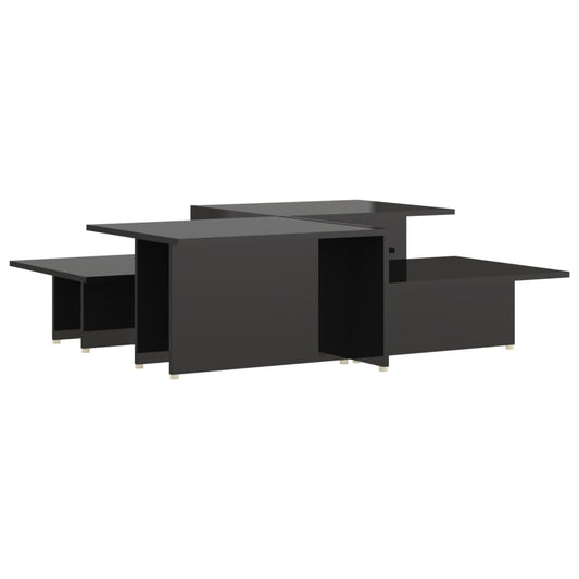 vidaXL Coffee Table | Set of 2 | High gloss black | Chipboard | Rectangular