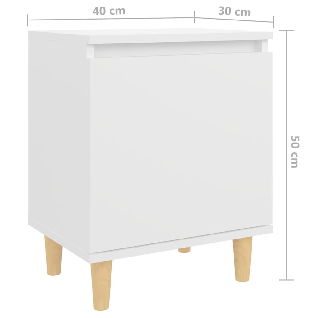805815 vidaXL Bed Cabinet with Solid Wood Legs White 40x30x50 cm