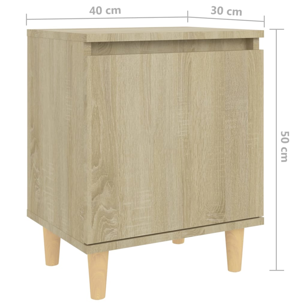 805822 vidaXL Bed Cabinets with Solid Wood Legs 2 pcs Sonoma Oak 40x30x50 cm