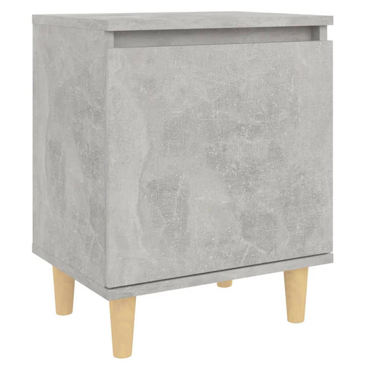 805823 vidaXL Bed Cabinet with Solid Wood Legs Concrete Grey 40x30x50 cm