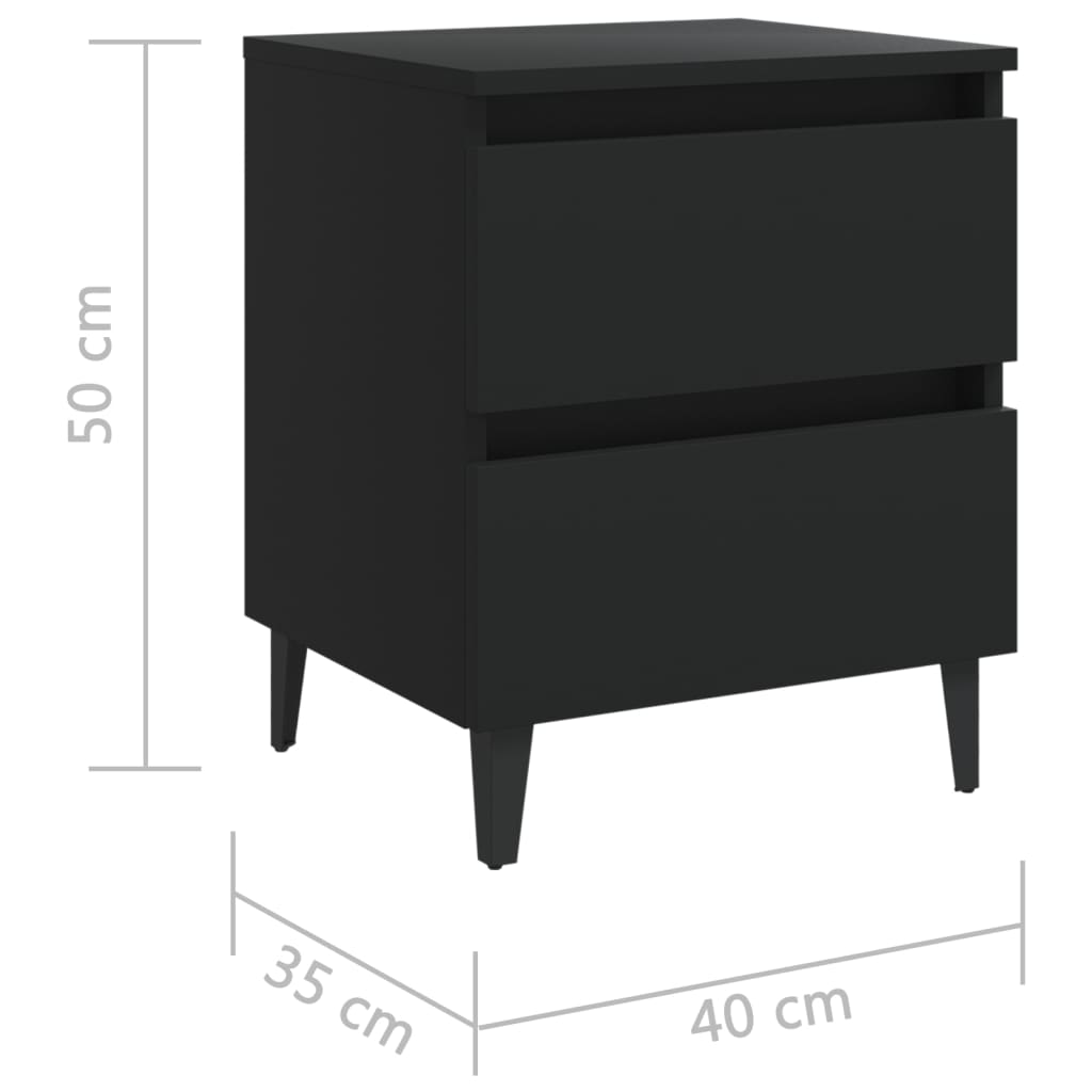 vidaXL Bed Cabinet | Black | Engineered wood, Metal | Standard | Bed Cabinet