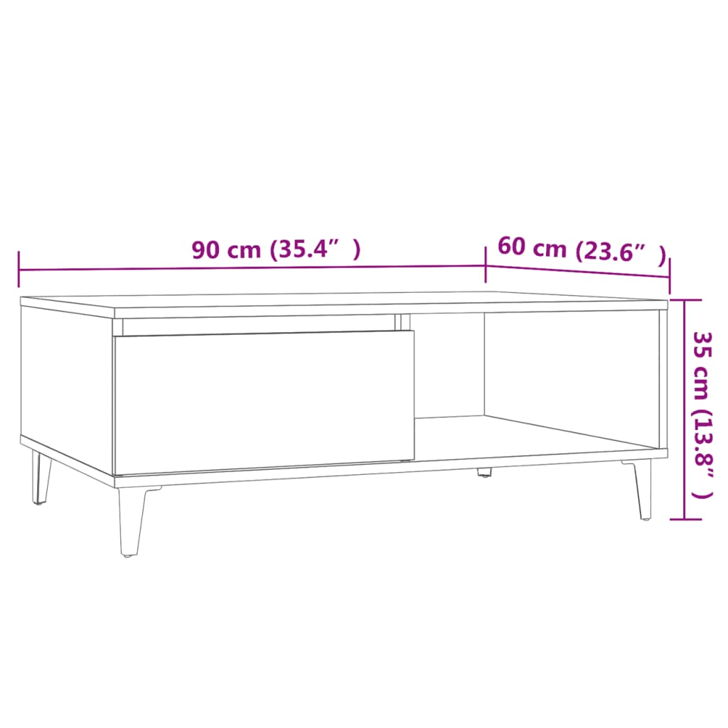 vidaXL Coffee Table Concrete Grey 90x60x35 cm Engineered Wood