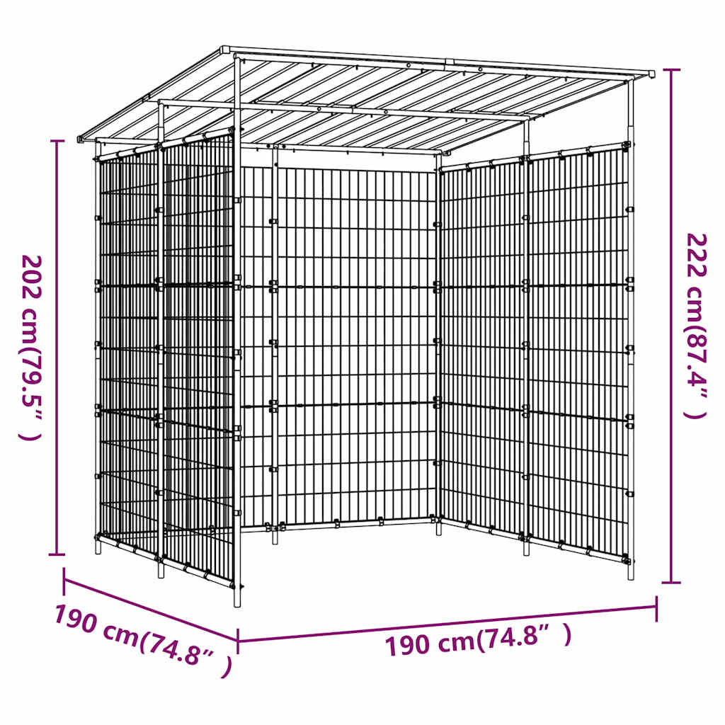 150780 vidaXL Bicycle Shed 190x190x222 cm Steel Black