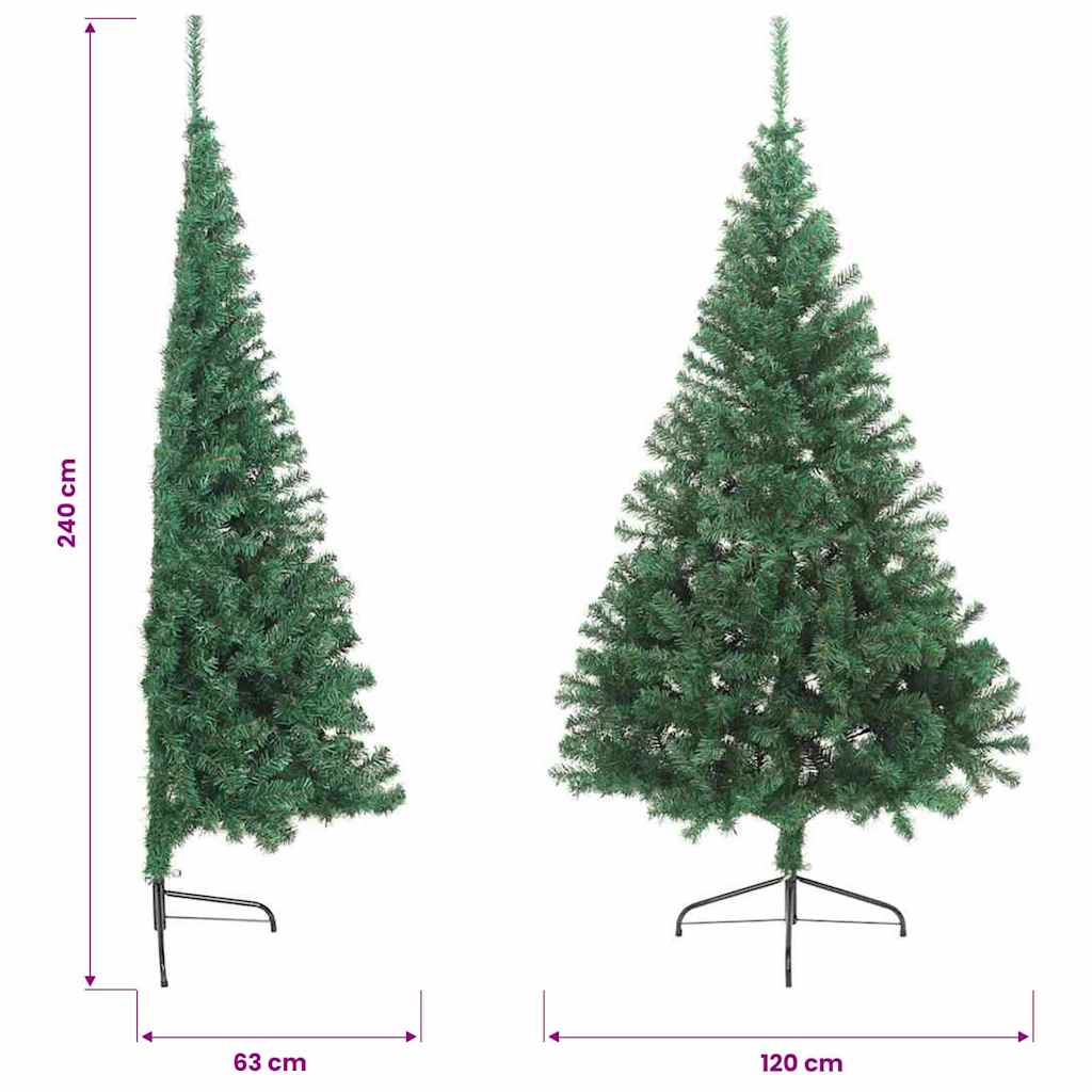 vidaXL Artificial Half Christmas Tree with Stand Green 240 cm PVC