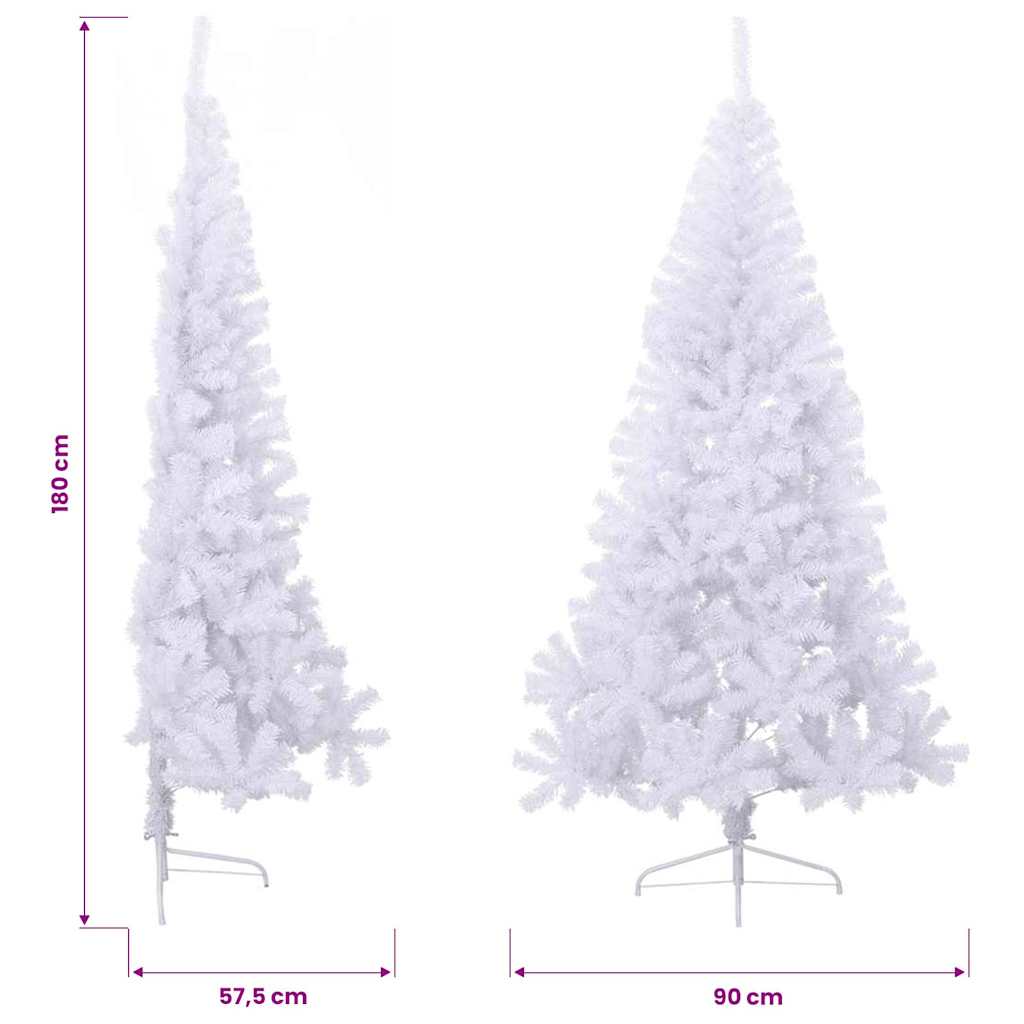vidaXL Artificial Half Christmas Tree with Stand White 180 cm PVC