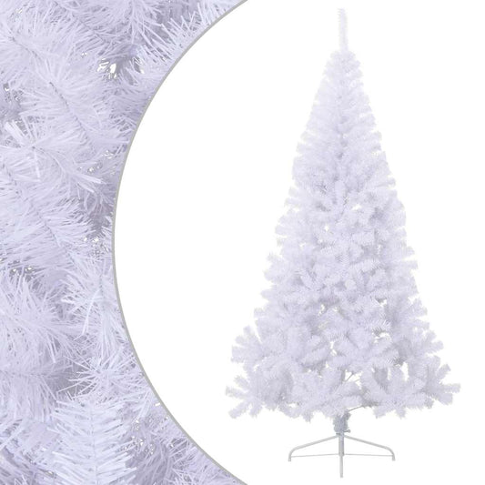 vidaXL Artificial Half Christmas Tree | White | PVC, Steel | Large
