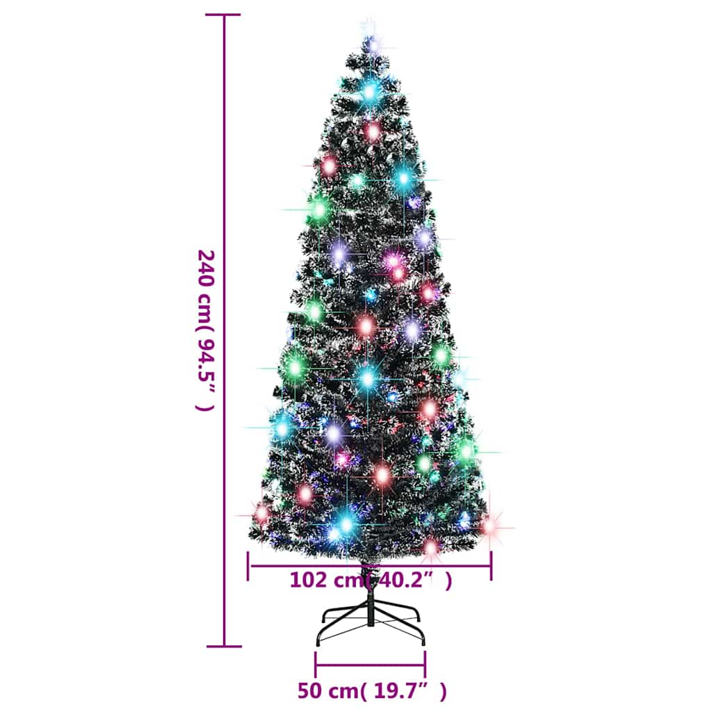vidaXL Pre-lit Christmas Tree Green and White 240 cm Fibre Optic