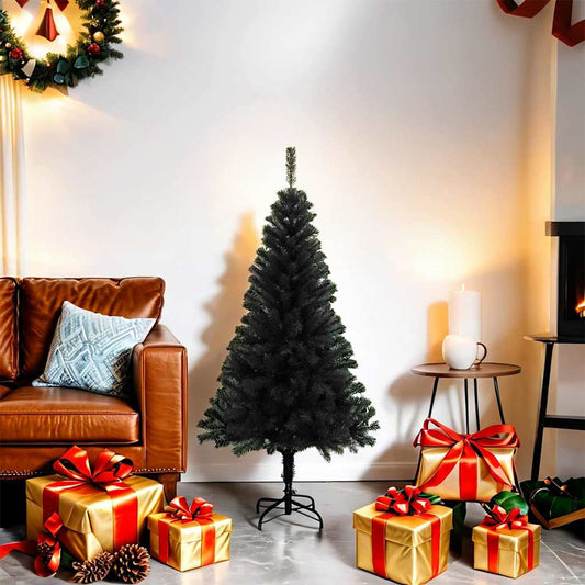vidaXL Artificial Christmas Tree | Black | PVC, Steel | 120 cm Height