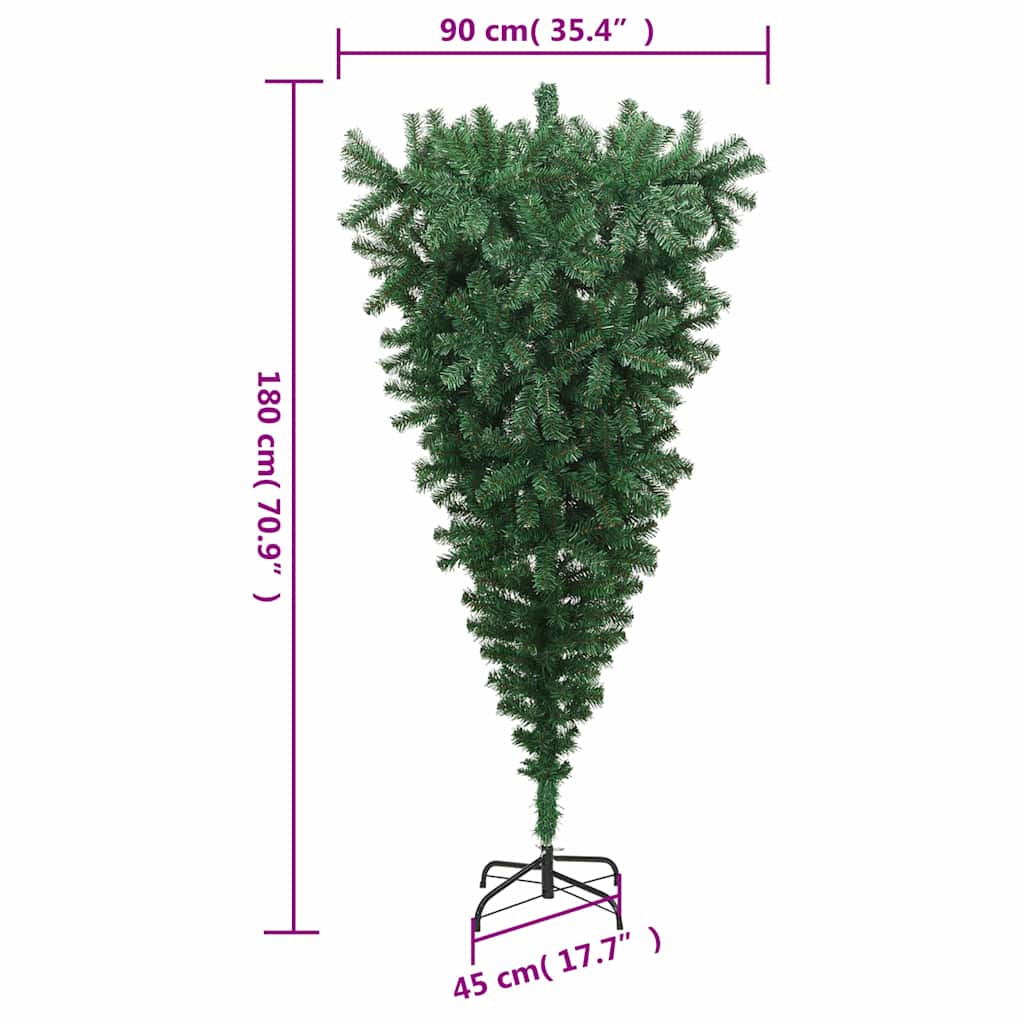 329174 vidaXL Upside-down Artificial Christmas Tree with Stand Green 180 cm