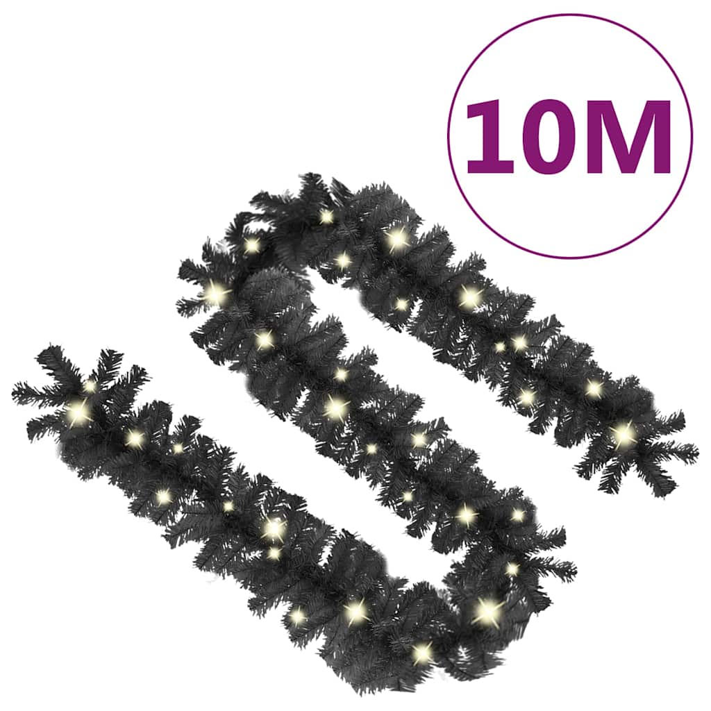329190 vidaXL Christmas Garland with LED Lights 10 m Black