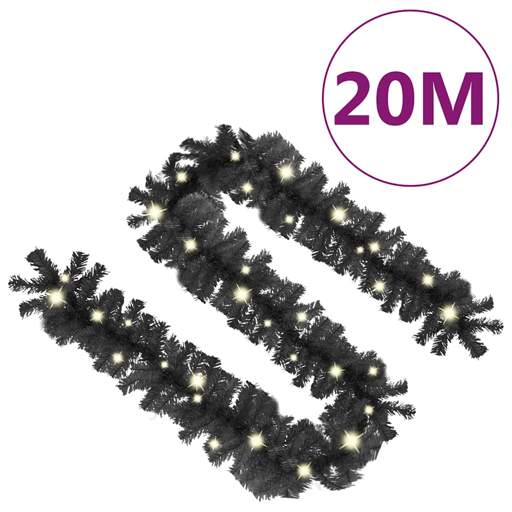 329191 vidaXL Christmas Garland with LED Lights 20 m Black