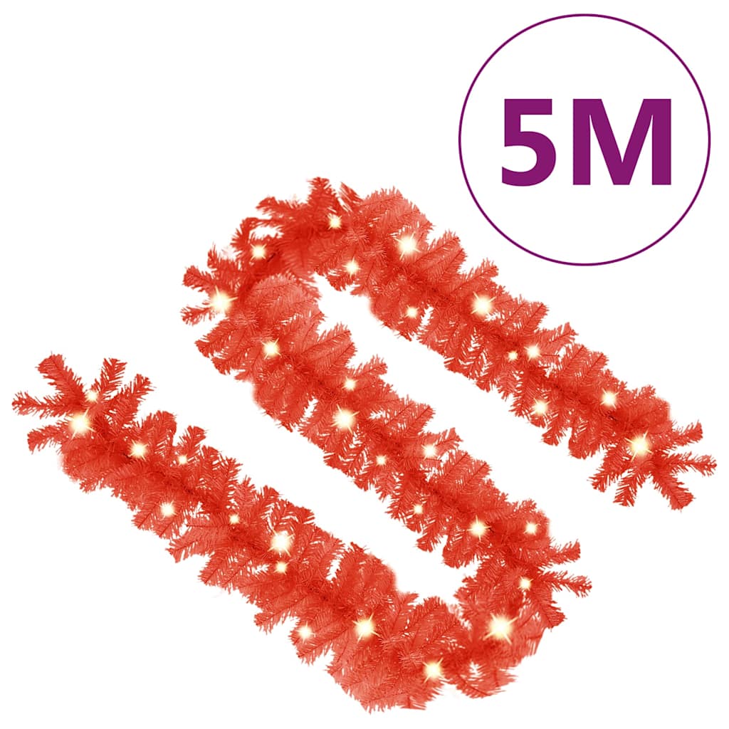 329195 vidaXL Christmas Garland with LED Lights 5 m Red
