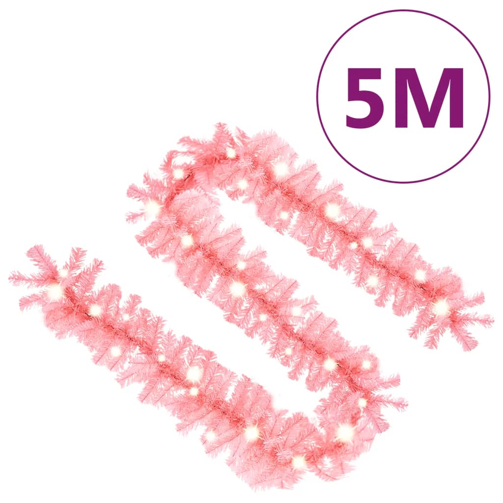 329198 vidaXL Christmas Garland with LED Lights 5 m Pink