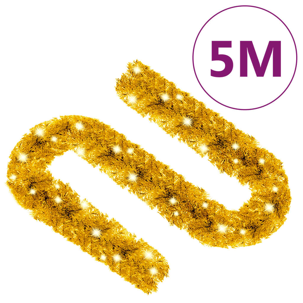 329201 vidaXL Christmas Garland with LED Lights 5 m Gold