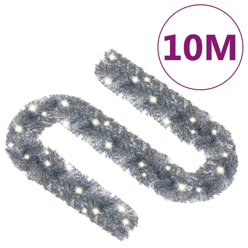 329205 vidaXL Christmas Garland with LED Lights 10 m Silver