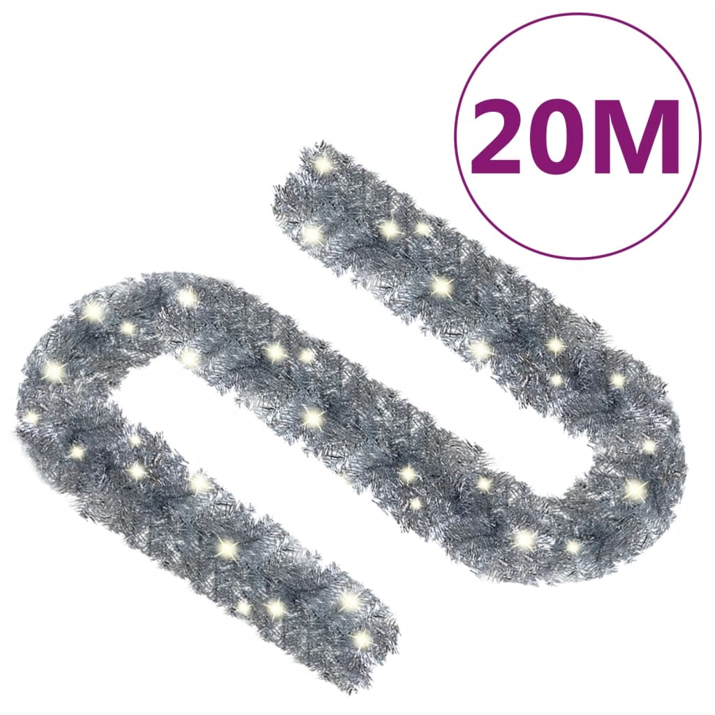 vidaXL Garland | Silver | PVC | 20 metres | Christmas Garland | Other
