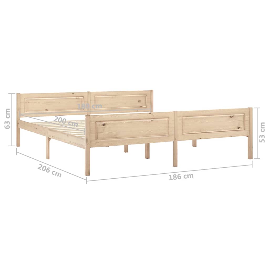 vidaXL Bed Frame without Mattress Solid Pinewood 180x200 cm