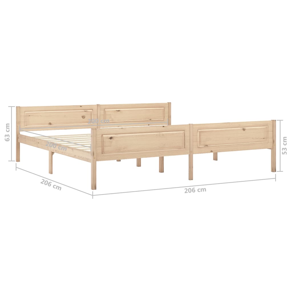vidaXL Bed Frame | Natural Pine | Solid pinewood, plywood slats | Double