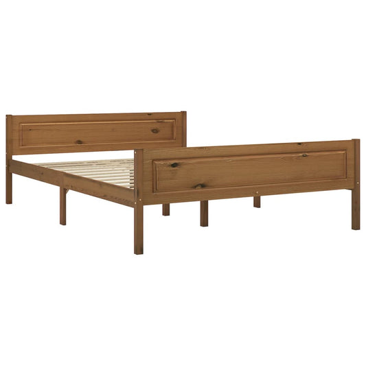 vidaXL Bed Frame | Honey brown | Solid pinewood, plywood | Double