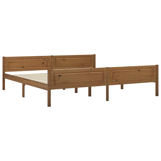 vidaXL Bed Frame without Mattress Solid Pinewood Honey Brown 200x200 cm