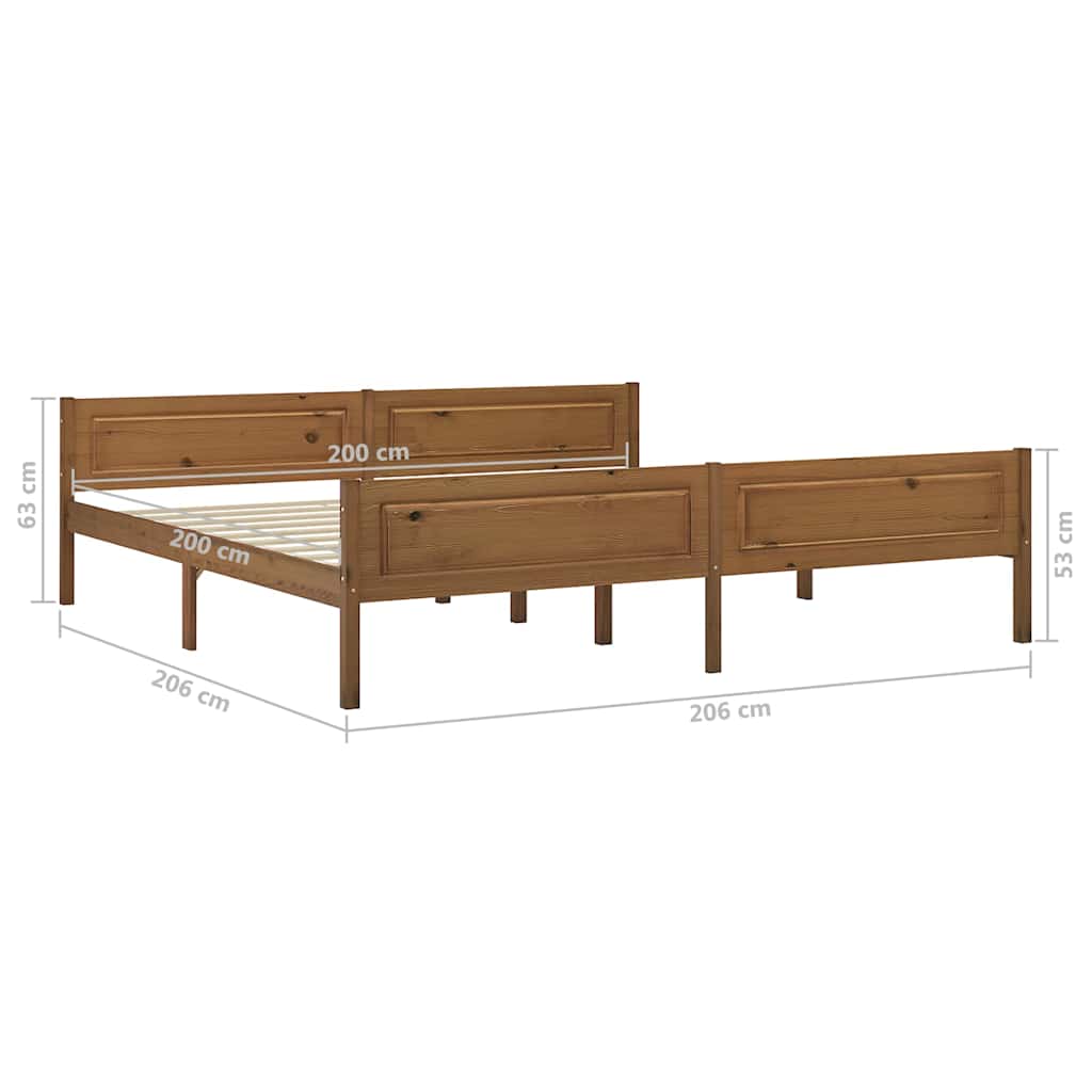 vidaXL Bed Frame without Mattress Solid Pinewood Honey Brown 200x200 cm