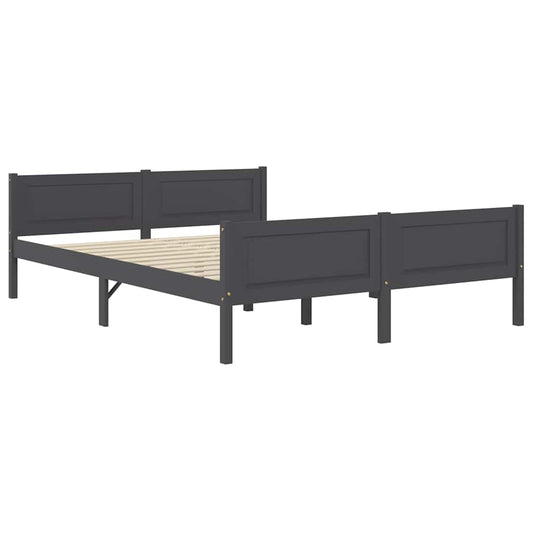 vidaXL Bed Frame | Grey | Solid pinewood, plywood | Double | Durable | Bed Frame