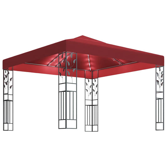 vidaXL Gazebo with LED String Lights 3x3 m Wine Red