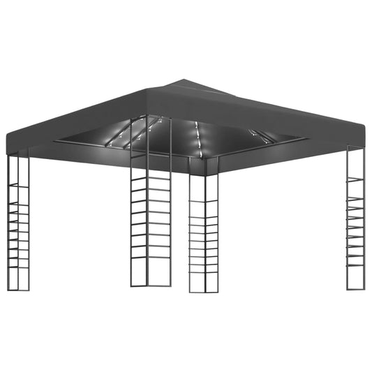 vidaXL Garden Marquee with LED String Lights 3x3 m Anthracite