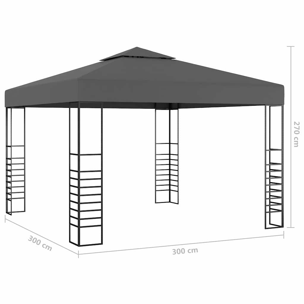 vidaXL Garden Marquee with LED String Lights 3x3 m Anthracite