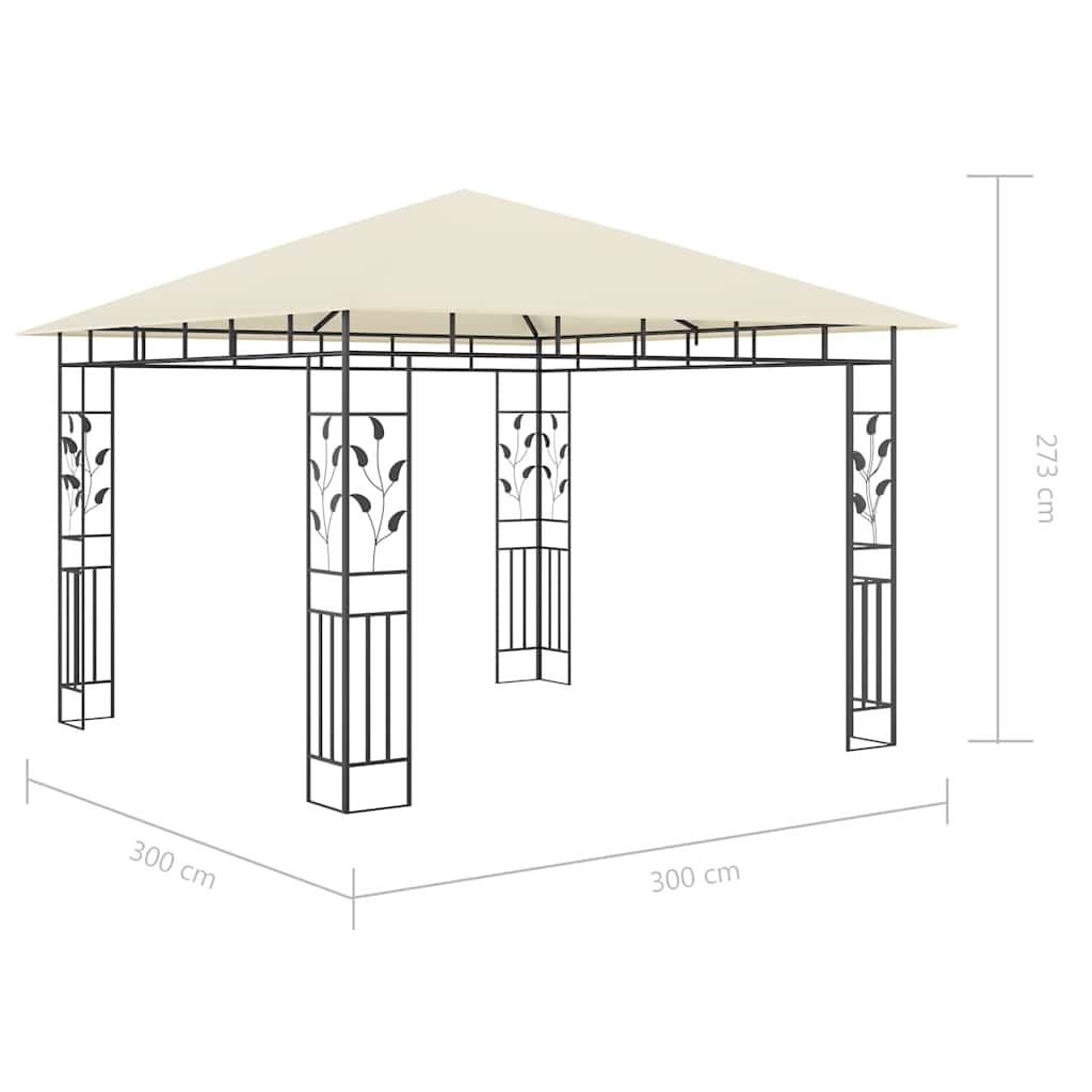 vidaXL Gazebo with Mosquito Net&LED String Lights 3x3x2,73 m Cream