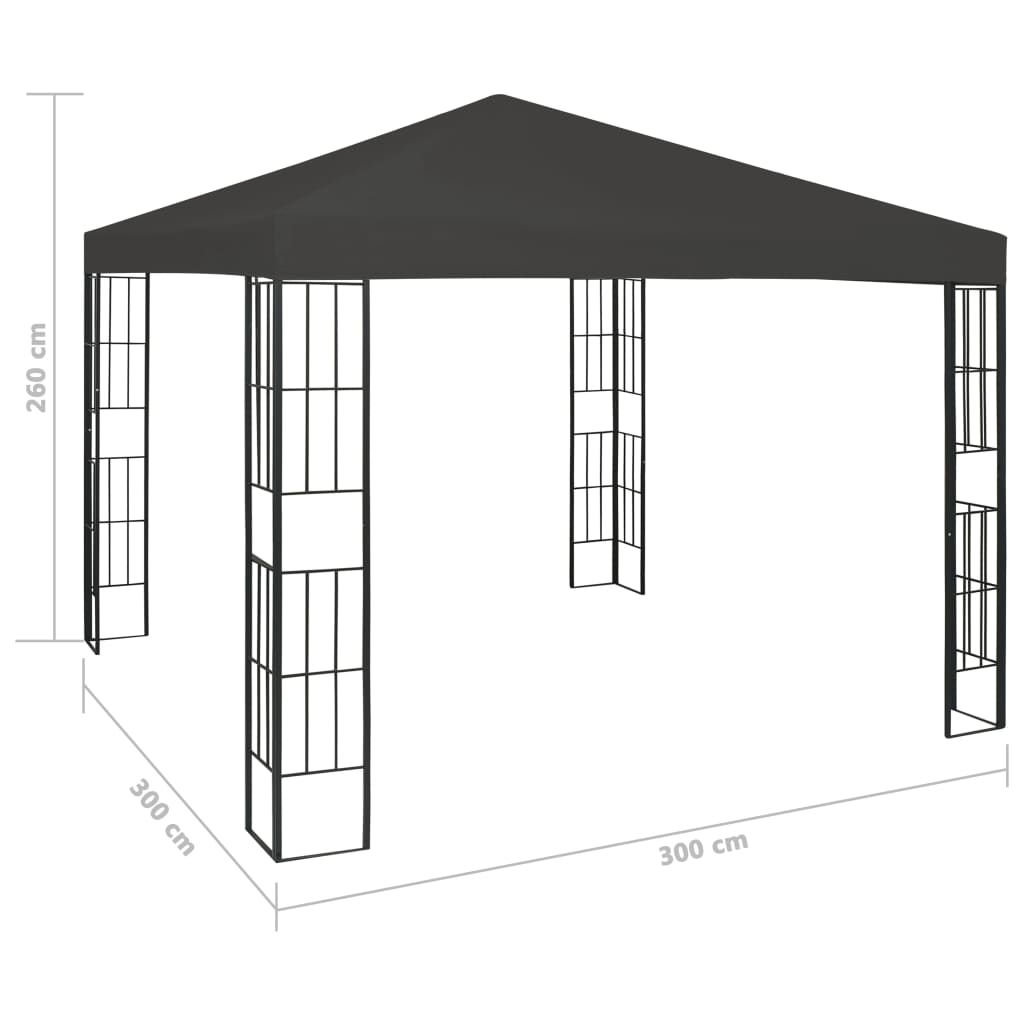 3070322 vidaXL Gazebo with LED String Lights 3x3 m Anthracite (47984+315536)