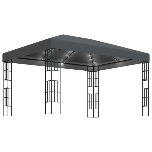 vidaXL Gazebo with LED String Lights 3x4 m Anthracite