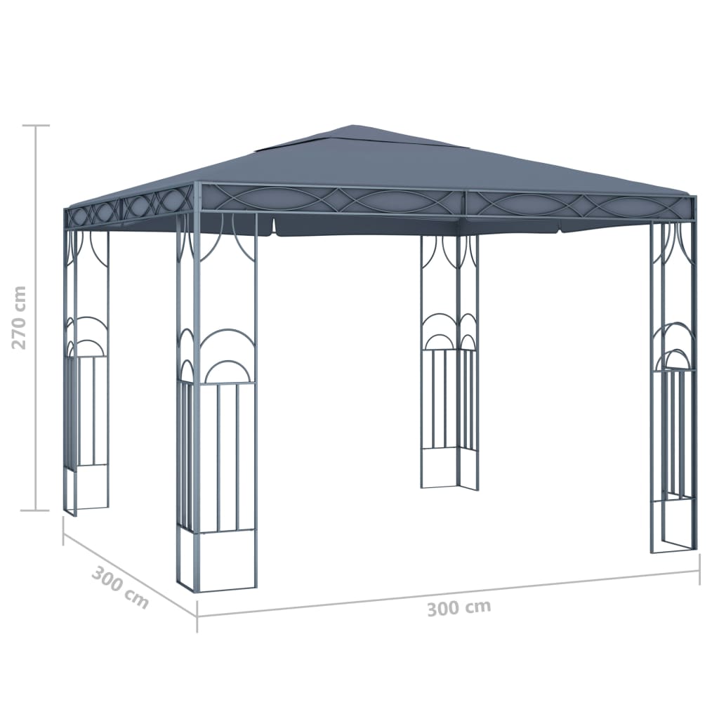 vidaXL Gazebo with LED String Lights 300x300 cm Anthracite