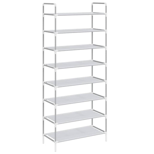 330043 vidaXL Shoe Rack with 8 Shelves Metal and Non-woven Fabric Silver