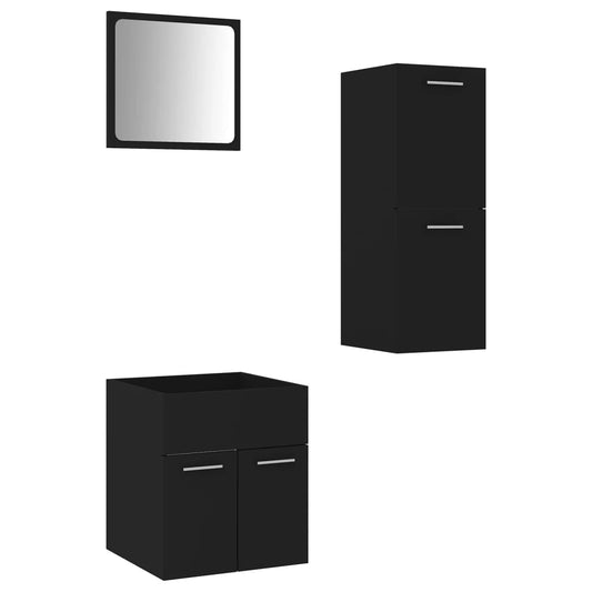 vidaXL Bathroom Furniture Set Black Engineered Wood