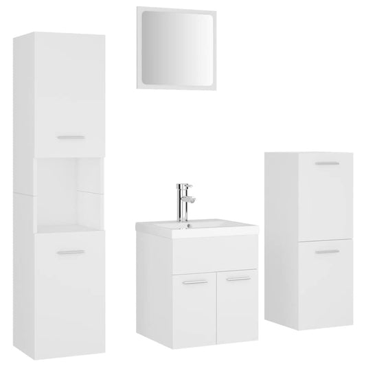 vidaXL Bathroom Furniture Set White Engineered Wood