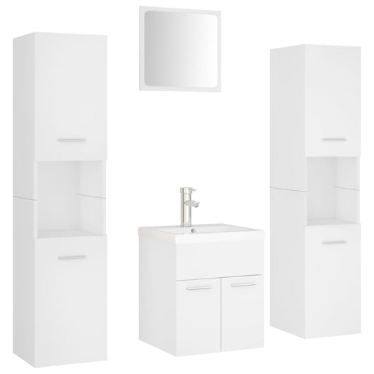 vidaXL Bathroom Furniture Set | White | Engineered wood, acrylic | Medium